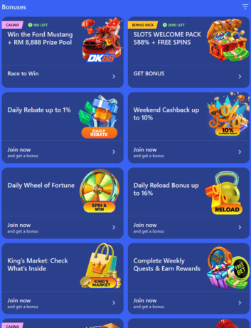 Halaman bonus Dashking88 dengan tawaran sportsbook dan kasino, nota kelayakan dan sorotan peraturan pertaruhan