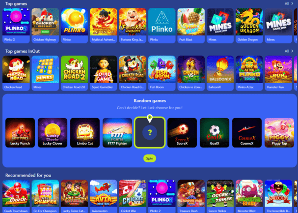 Bahagian permainan kasino segera dengan pusingan pantas, keputusan cepat dan pilihan kawalan risiko terbina dalam