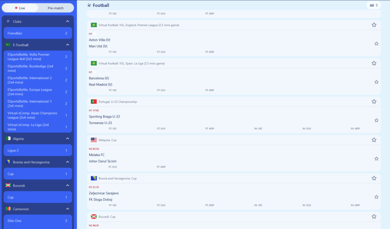 Paparan pasaran pertaruhan langsung di DK88 dengan pergerakan odds masa nyata, status perlawanan dan penunjuk pasaran yang digantung